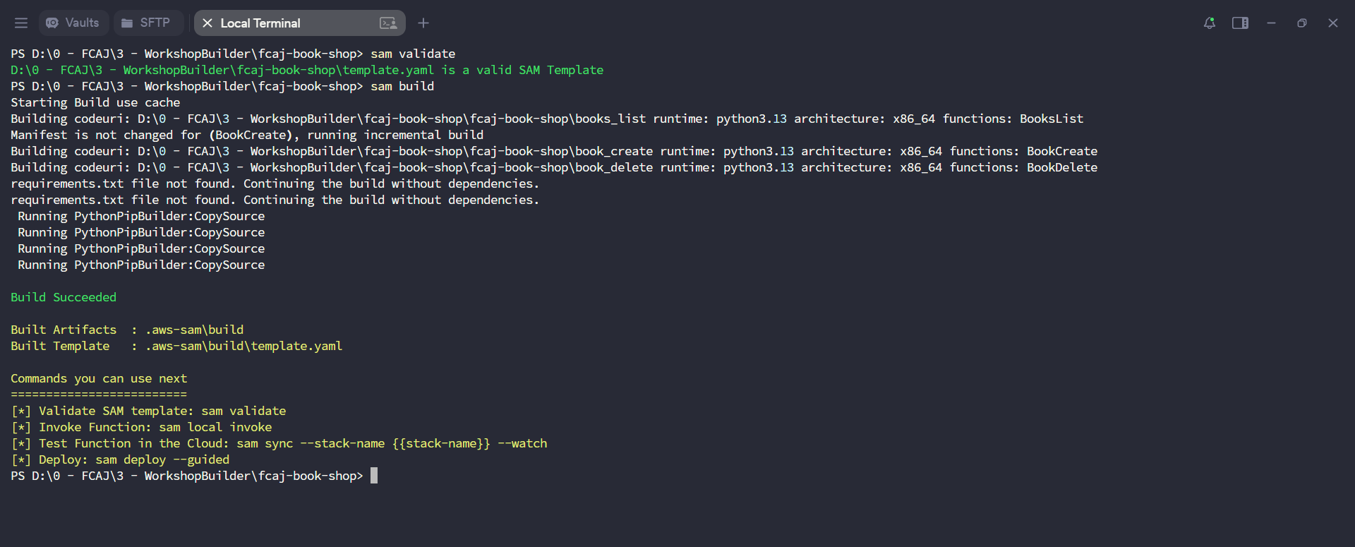 SAM validate and build