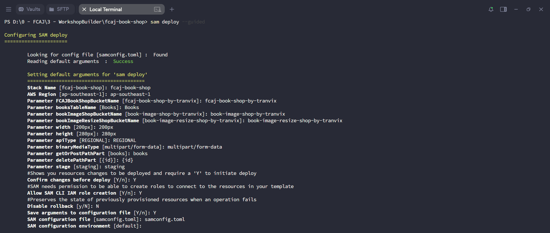 SAM deploy –guided configuration