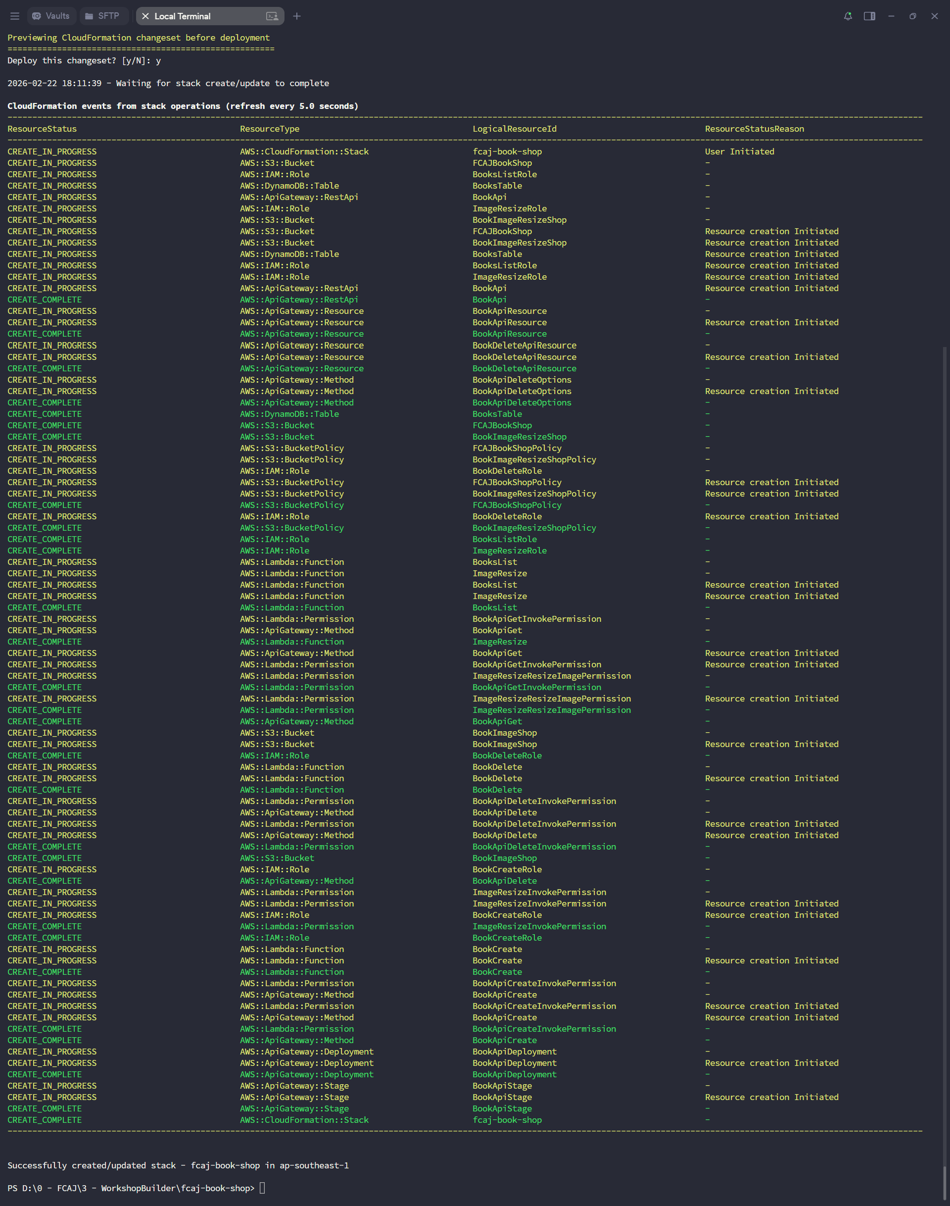 SAM deploy successful
