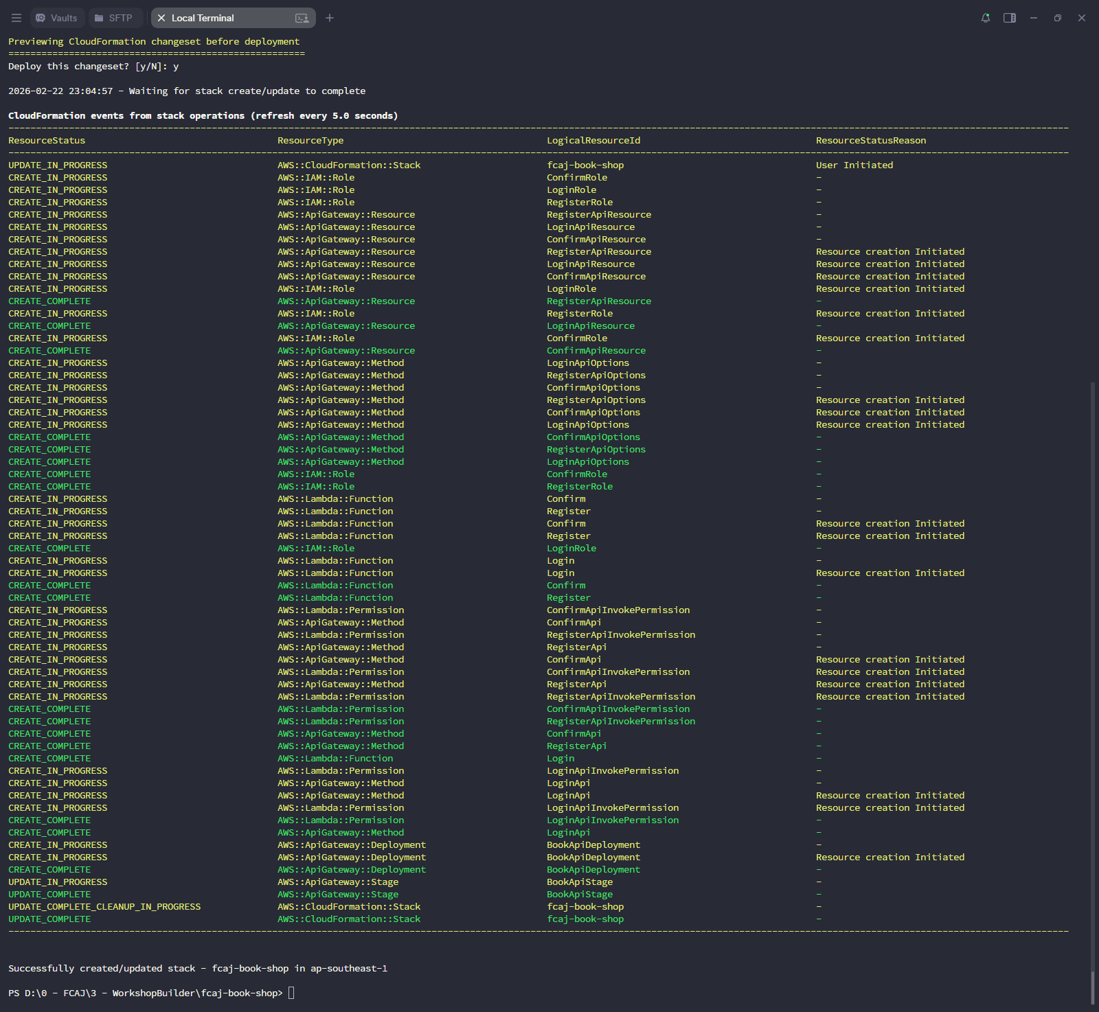 sam deploy - CREATE_COMPLETE (final)