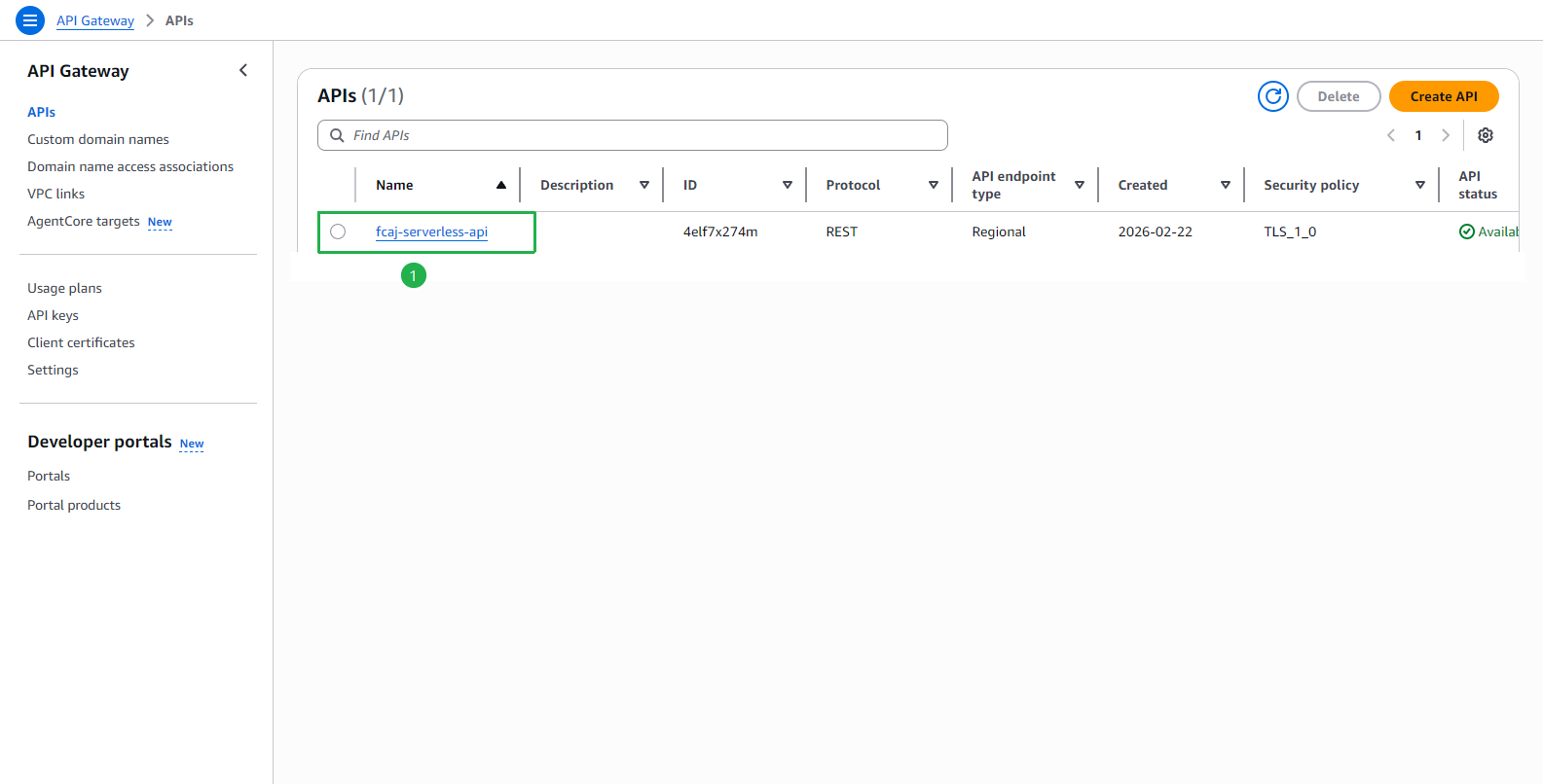 API Gateway - fcaj-serverless-api