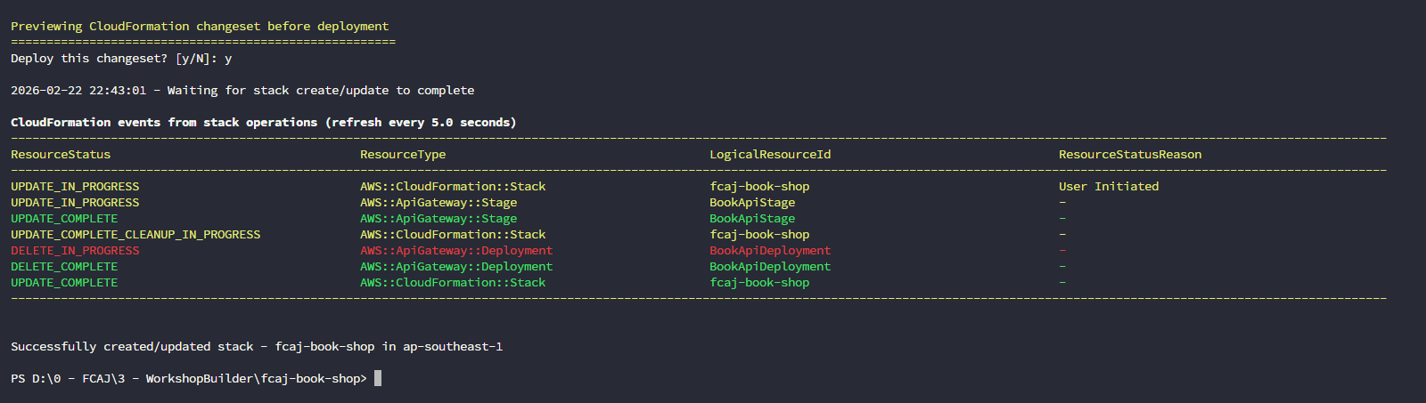 sam deploy - UPDATE_COMPLETE