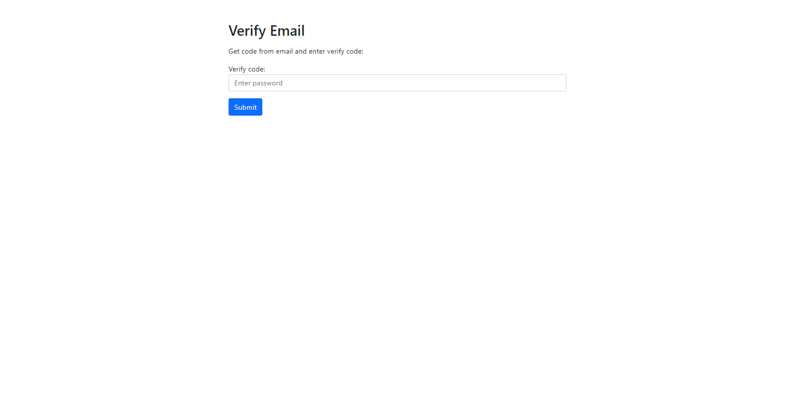 Verify Email page