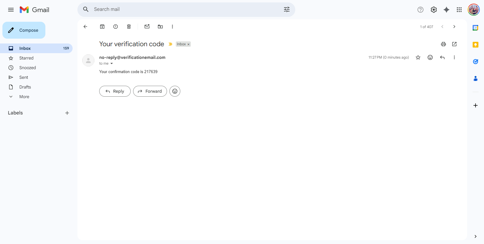 Gmail - Cognito verification code email