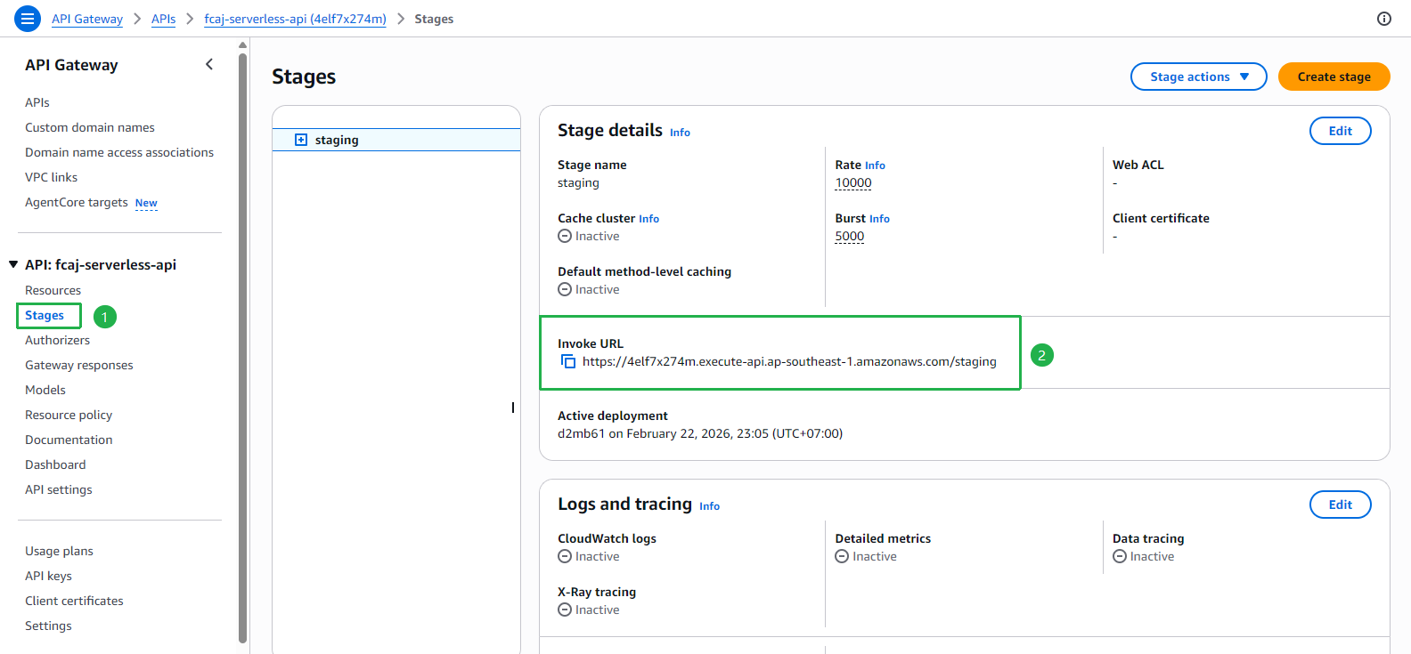 API Gateway Stages - Invoke URL