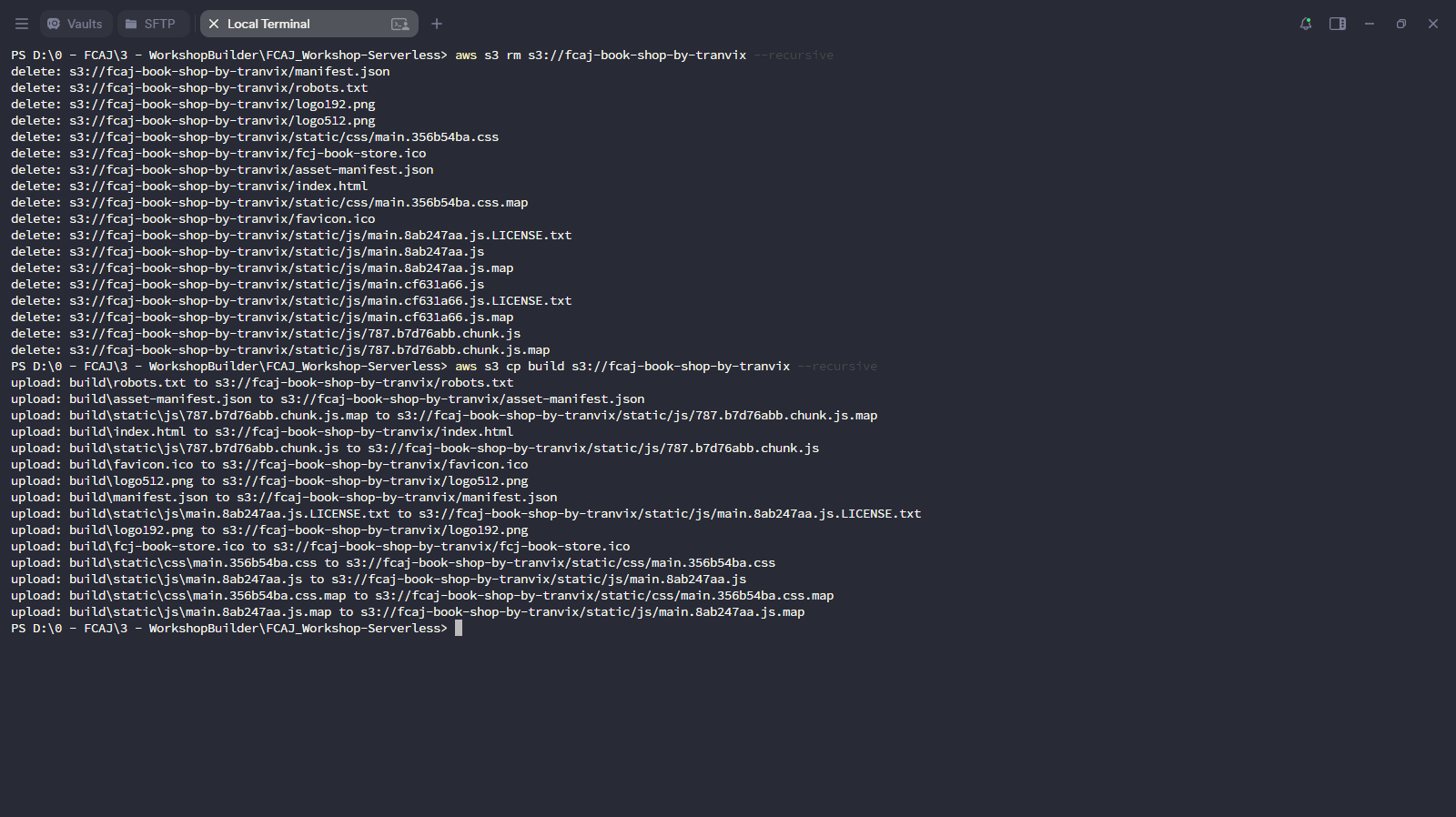 aws s3 rm and aws s3 cp output